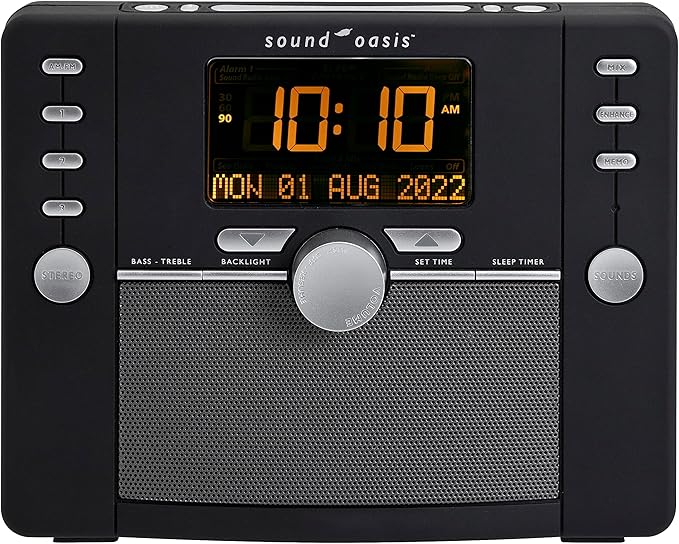 Sound Oasis Deluxe Bluetooth Sleep Tinnitus Sound Machine, World’s Best White Noise Machine for Better Sleep, Tinnitus Management, Clock Radio 288 Sounds - Bloomnest