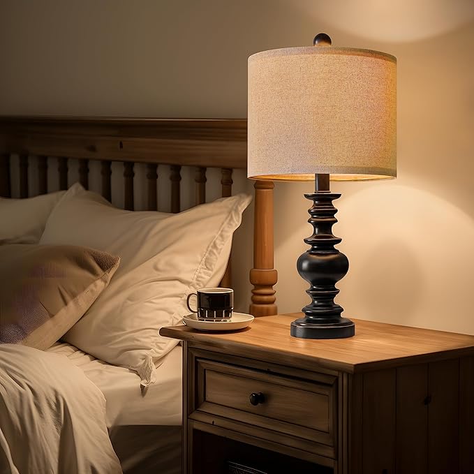 BOBOMOMO 20" Table Lamp Set of 2 for Bedroom Living Room Vintage Rustic Traditional Nightstand Bedside Lamps（Suitable for Decorating Small Areas） - Bloomnest