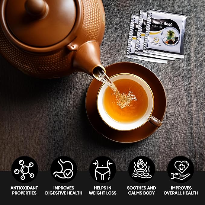 HERBOGANIC Black Seed Herbal Tea - Digestion Support and Immune Boost | Refreshing and Delicious Blend | Natural Ingredients | 20 Tea Bags - Bloomnest