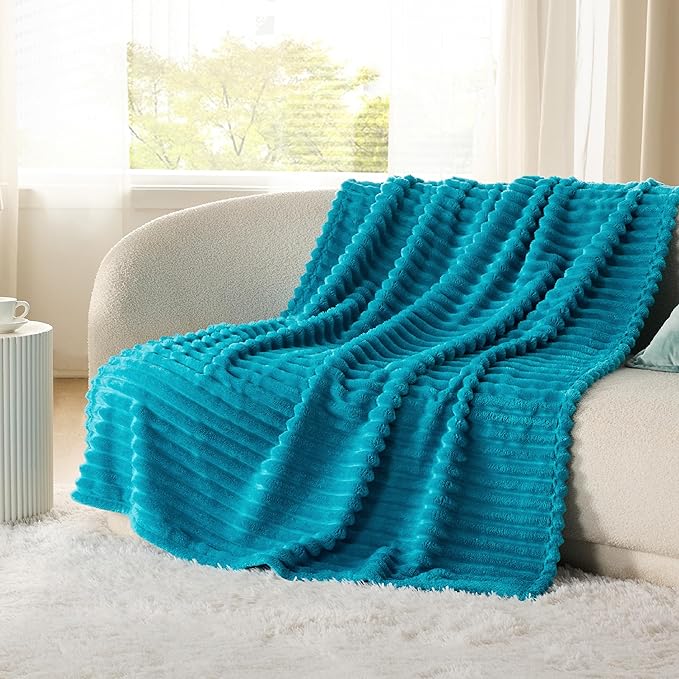 Bedsure Teal Fleece Blanket for Couch - Super Soft Cozy Twin Blankets for Women, Cute Small Throws for Girls, 60x80 Inches - Bloomnest