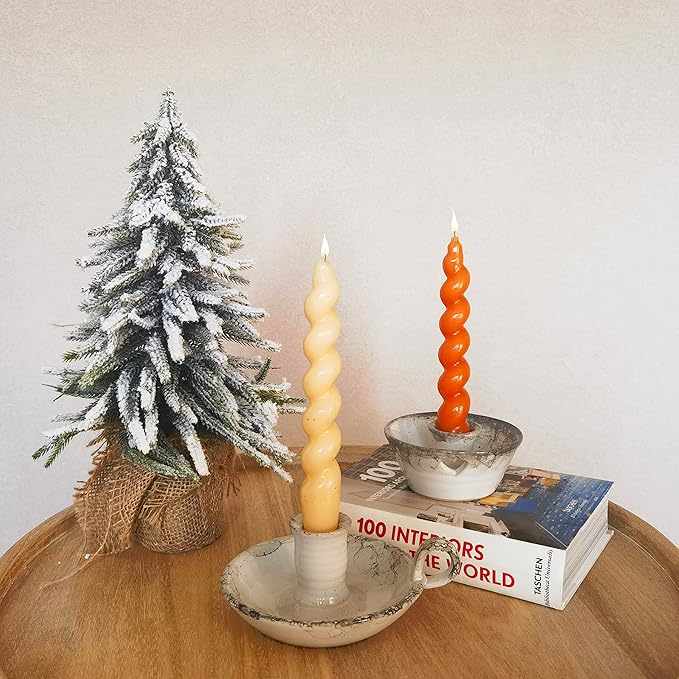 Candle Holder Ceramic Candlestick Holder, Candlelight Stand for Spell Candles, Taper Candles, and Incense, Halloween Christmas Dining Room Home Decoration Display - Bloomnest