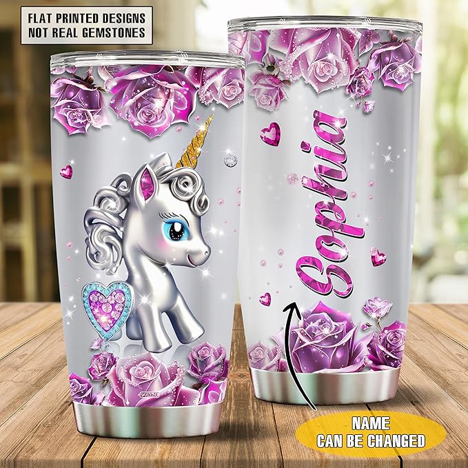 Personalized Unicorn Gifts for Adult Women Insulated Stainless Steel Tumbler Mug Cup Water Bottle Unique Gift for Mom Wife Daughter Funny Unicorns Christmas Birthday Mother's Day Valentine - Bloomnest