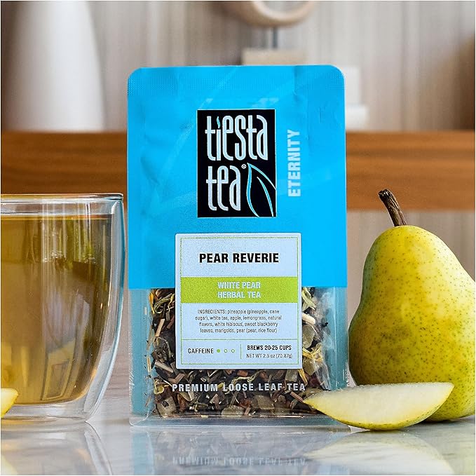 Tiesta Tea - Pear Reverie Tea, Loose Leaf, White Pear Herbal Tea, Premium Low Caffeine Tea Blend, Make Hot or Iced & Up to 25 Cups, 2.5 oz Resealable Pouch - Bloomnest