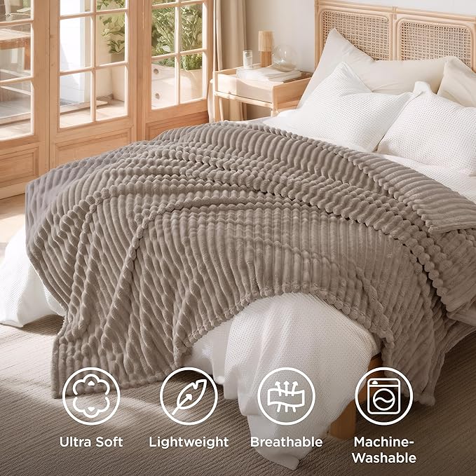 Bedsure GentleSoft Light Brown Fleece Blanket for Couch - Cozy Soft Blankets for Women, Cute Small Throws for Girls, 108x90 Inches - Bloomnest