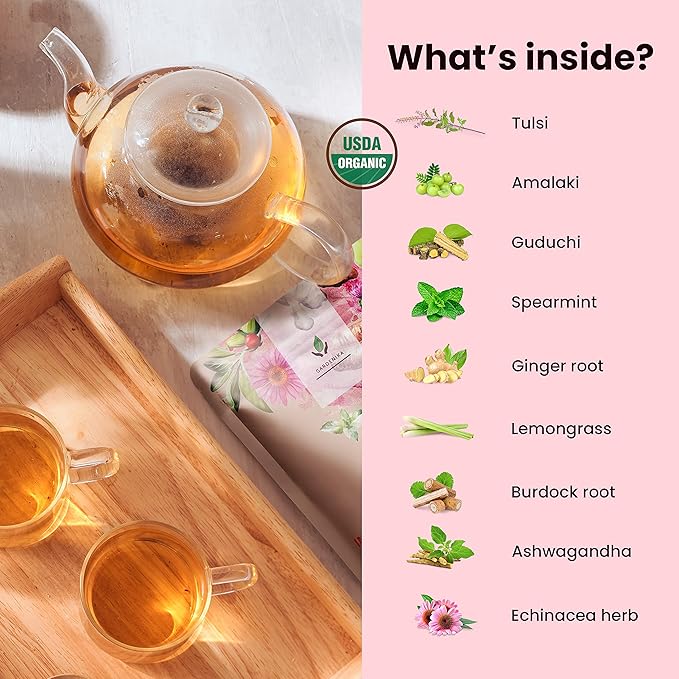 Gardenika Organic Immune Loose Leaf Tea, Herbal, Caffeine Free Leaves, Ayurvedic, KSA Kosher – 4 oz (1 Pack) - Bloomnest