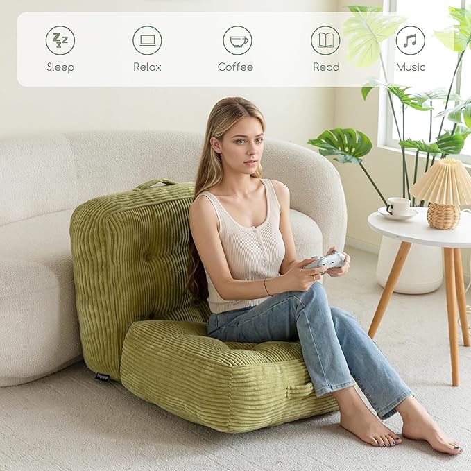 8" Washable Floor Pillow Cushion for Adults, Meditation Cushion Pillow, Large Square Floor Sitting, Removable Tufted Corduroy Cover, for Tatami Living Room or Yoga, 22x22 Inch, 2Pack, Machine Washable - Bloomnest