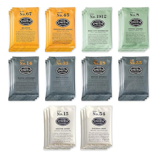 Steven Smith Teamaker Amazon Exclusive Variety Pack Sampler, 10 Flavors of Black, Green, Herbal Tea, Sugar-Free, Sustainably Grown, Full Leaf, Plant Based Tea Bags, 30 Sachets, 0.78oz each - Bloomnest