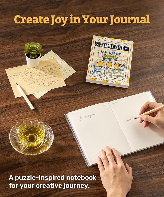 PieceRelax A5 Puzzle Journal for Adults, 300 Piece Plastic Jigsaw Book Cover (Includes Notebook) - Chupa Chups_Timeless Memories - Fun Pass, Unique Gift [YA1067] - Bloomnest