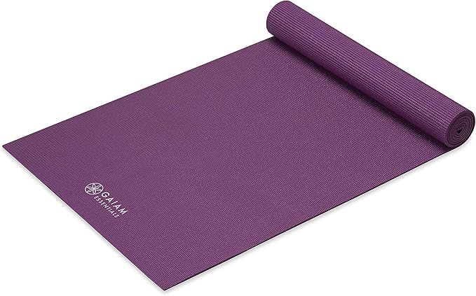 Gaiam Essentials Thick 2/5" (10mm) and Thin 1/4" (6mm) Yoga & Pilates, Fitness & Exercise Mat with Easy-Cinch Carrier Strap