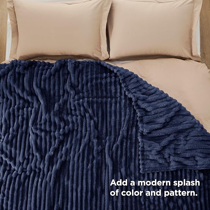 Bedsure GentleSoft Navy Blue Full Blanket for Bed - Cozy Soft Blankets for Women, Cute Large Throws for Girls, Navy, 84x90 Inches - Bloomnest