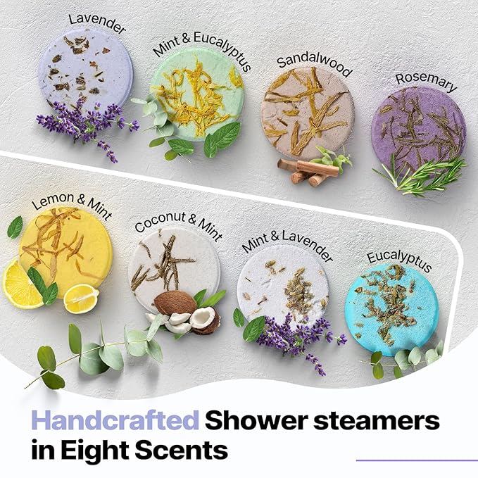 Shower Steamers Aromatherapy Birthday Gifts for Women - SWCANDY 8 Pcs Valentines Day Decorations, Her Mom Adults Men Him Teen Self Care with Natural Essential Oils Relaxation Home SPA Travel Holidays - Bloomnest