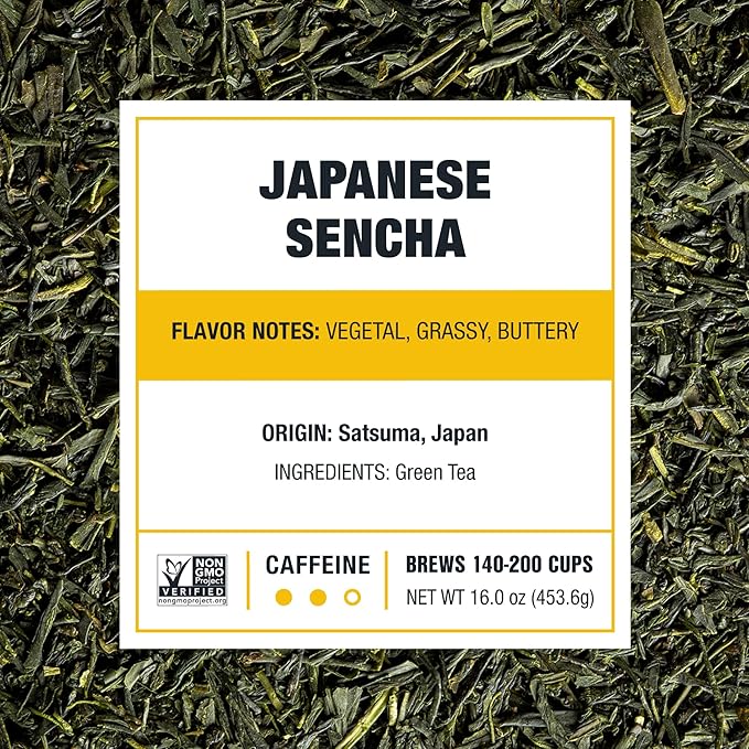 Tiesta Tea - Japanese Sencha Tea, Loose Leaf, Single Origin Premium Sencha Green Blend, Pure Unblended Medium Caffeinated Blend, Make Hot or Iced & Up to 200 Cups, 16oz Resealable Bulk Pouch - Bloomnest