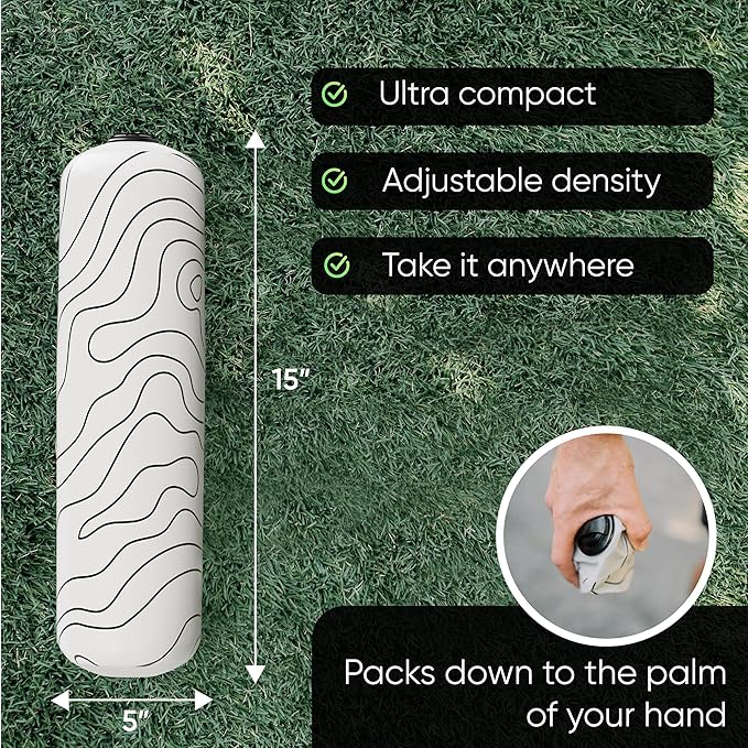 Inflatable Foam Roller – Travel Muscle Recovery Tool, Deep Tissue Massage, Physical Therapy, Hiking & Gym – Adjustable Firmness – Includes Pump, Bag & Adapters (Topo Gray, 15") - Bloomnest