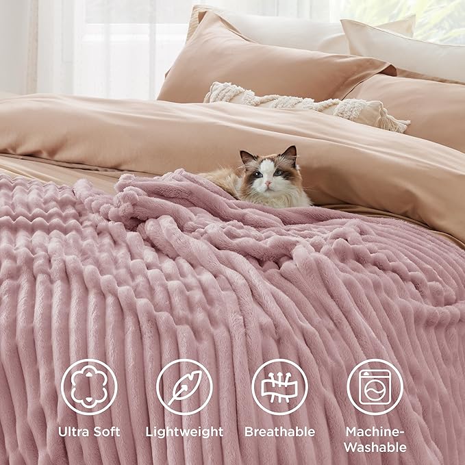 Bedsure GentleSoft Pink Twin XL Blanket for Bed - Cozy Soft Blankets for Women, Cute Small Fleece Throws for Girls, Birthday Gifts for Women Decor Gifts for Mom, 66x90 Inches - Bloomnest