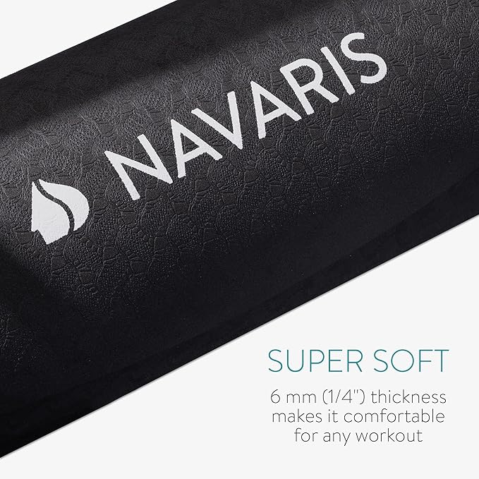 Navaris Round Yoga Mat - 47" Diameter Circular Exercise Mat 1/4" Thick - Non-Slip Mat for Cardio, Workout, Fitness, Tai Chi, Meditation - Size Small - Bloomnest