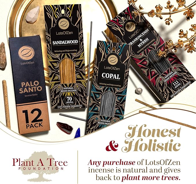 Large Palo Santo Incense Sticks (12 Pack) - Long Burning Handmade Natural Incense for Bad Energy Cleansing from Peru - Thick Palo Santo Resin Sticks LotsOfZen