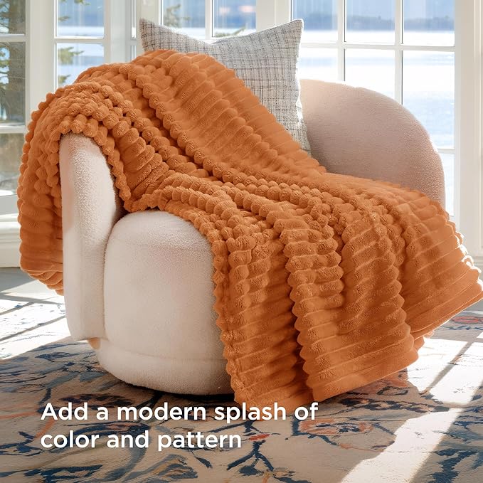 Bedsure GentleSoft Orange Twin XL Blanket for Bed - Cozy Soft Fall Blankets for Women, Cute Small Fleece Throws for Girls, Birthday Gifts for Women, 66x90 Inches - Bloomnest