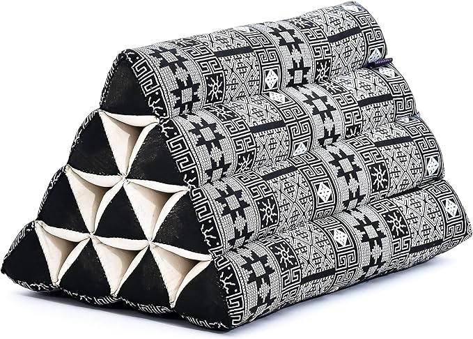 Leewadee Triangle Cushion – Comfortable Backrest for TV or Reading, Incline Pillow for Relaxing Made of Eco-Friendly Kapok, 20 x 13 inches, Black - Bloomnest