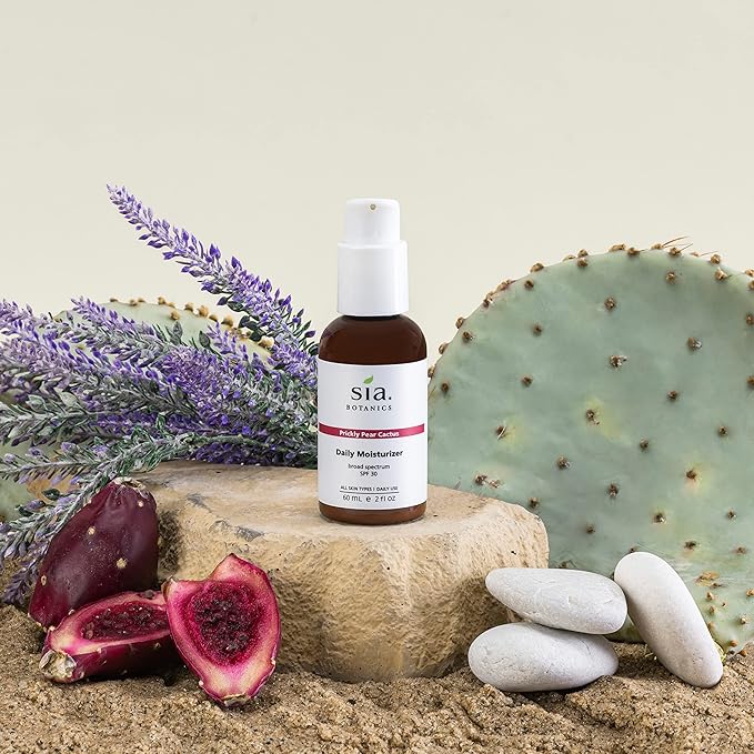 Sia Botanics Prickly Pear Daily Facial Moisturizer - SPF 30 (59ml/2oz Pump Bottle) | Face Sunscreen w/Prickly Pear, Sweet Orange, Lavender | Natural, Clean, Botanical Skincare for Women - Bloomnest
