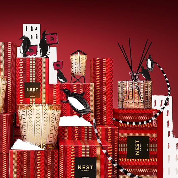 NEST New York Scented 3-Wick Candle, Holiday - 21.2 oz - Up to 100-Hour Burn Time - Reusable Glass Vessel - Bloomnest