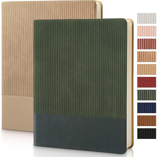 Lined Journal Notebook for Work College Ruled Note Book 7.2"x9.6" B5 PU Leather Daily Journaling 160 Pages for Women Men Writing Home School Supplies Business (Khaki/Green) - Bloomnest