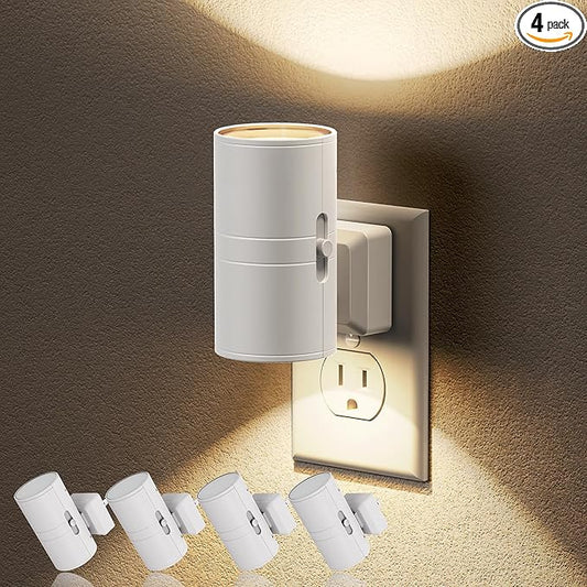 JandCase Night Lights Plug into Wall, Dimmable Night Light Plug in, Modern Night Light Dusk to Dawn Light Sensor, Warm White 3000K, 0-100LM Adjustable Brightness Nightlight for Hallway Bedroom, 4 Pack - Bloomnest