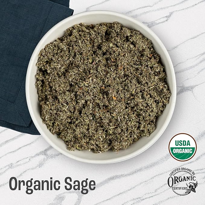 J Mac Botanicals, Organic Rubbed Sage (8 oz), Certified USDA Organic, Dried Rubbed Sage Leaf. Culinary Grade-excellent for sausage making, fresh Albanian harvest (Pack of 2) - Bloomnest