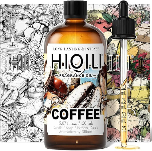 HIQILI Coffee Fragrance Oil for Scent Diffuser & Humidifier, Perfect for Candle, Soap, Perfume Making, New Car & Home - 5.07 Fl Oz HIQILI