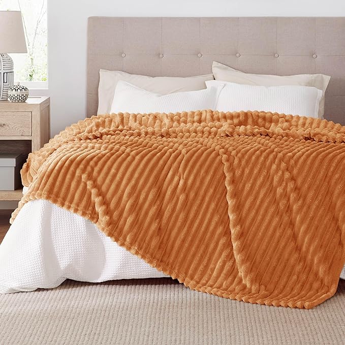 Bedsure GentleSoft Orange California King Size Blanket for Couch - Cozy Soft Fall Blankets for Women, Cute Small Fleece Throws for Girls, 102x96 Inches - Bloomnest