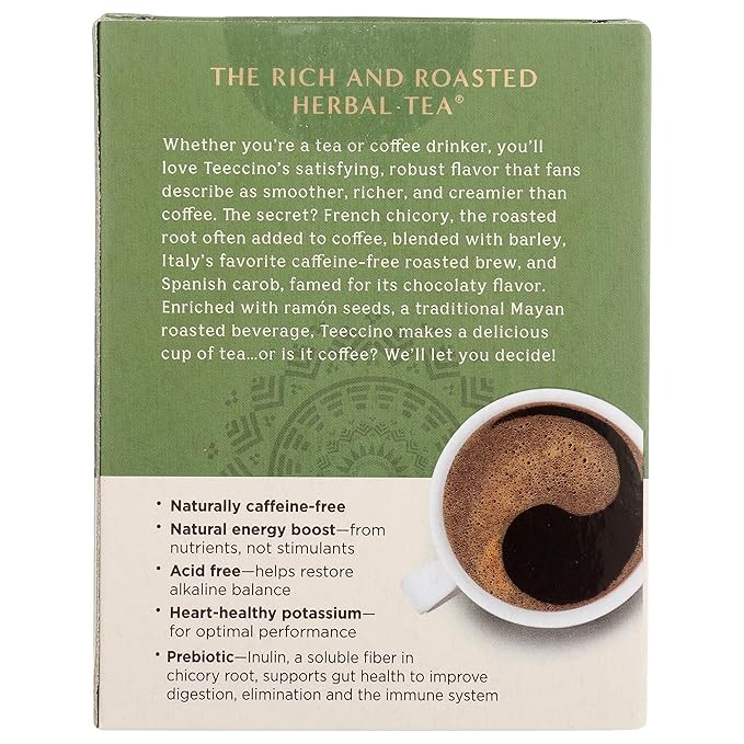 Teeccino French Roast Herbal Tea - Rich & Roasted Herbal Tea That’s Caffeine Free & Prebiotic for Natural Energy, Coffee Alternative, 10 Tea Bags - Bloomnest