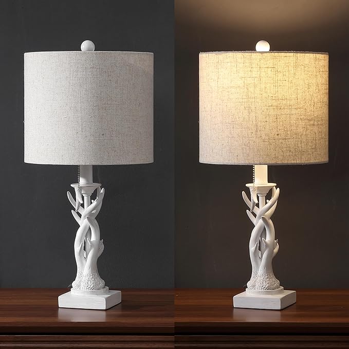 JONATHAN Y JYL1031C Gaston 20.5" Resin Mini LED Table Lamp for Living Room, Family Room, Dining Room, Bedroom, Hallway, Office, Antique White - Bloomnest
