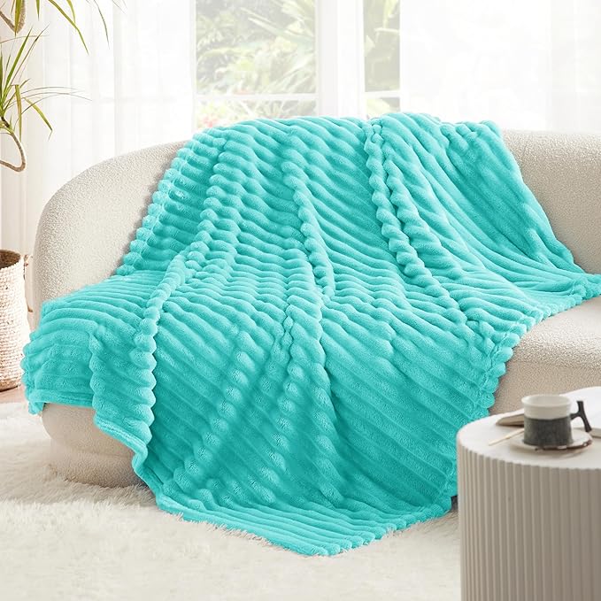 Bedsure GentleSoft Blue Fog Fleece Blanket for Couch - Cozy Soft Blankets for Women, Cute Small Throws for Girls, 60x80 Inches - Bloomnest