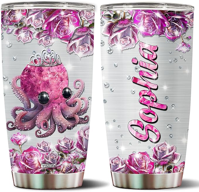 Personalized Octopus Gifts for Women, Insulated Stainless Steel 20oz Coffee Cup Mug Tumbler Water Bottle, Great Gift Idea for Girls Wife Daughter, Christmas Birthday Mother's Day Valentine - Bloomnest