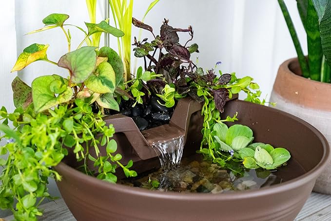 Aquascape AquaGarden Tabletop Desktop Fountain Kit with Waterfall, Meditation, Relaxation, Mocha - Bloomnest