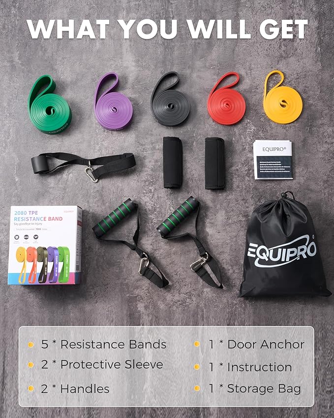 Resistance Bands, Exercise Bands, Resistance Bands for Working Out with Handles and Door Anchor, Workout Bands for Men Women with Protective Sleeve for Fitness Weights Work Out at Home - Bloomnest