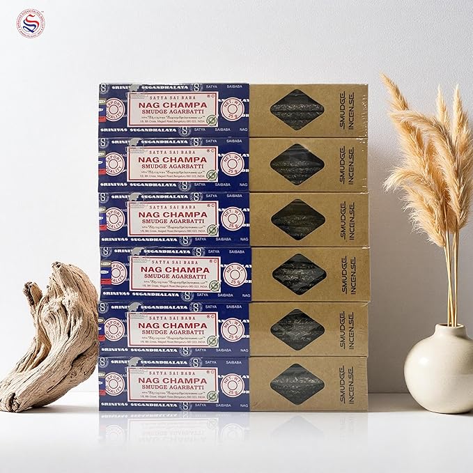 Satya Smudge Incense Stick – Hand-Rolled Indian Masala Incense for Meditation, Yoga & Spiritual Cleansing Pack of 6 (Nag Champa) SoulSticks