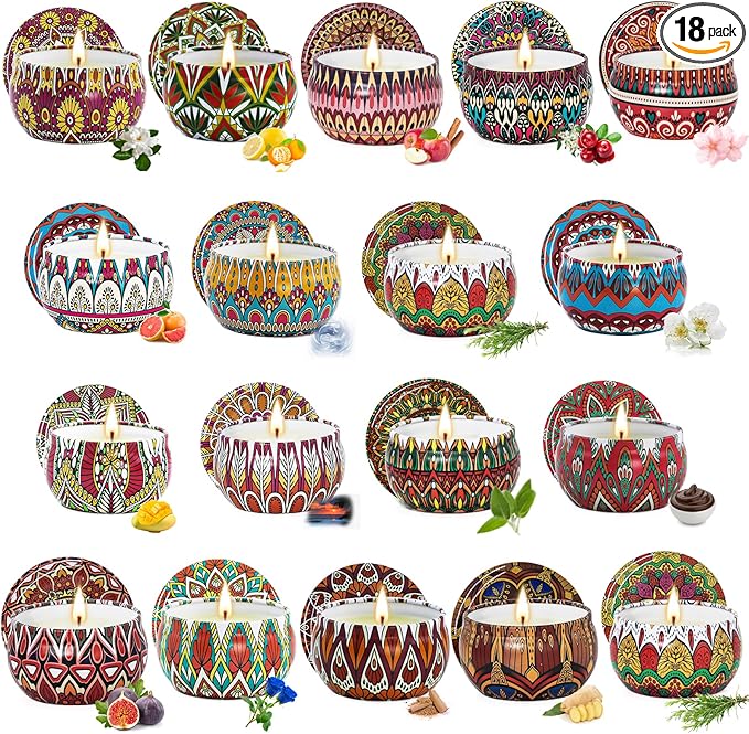 Scented Candles Gift Set, 18 Pack Aromatherapy Candle Gifts for Women, 45oz 450H Long Burning Soy Wax Jar Candles Set for Home Scented, Retro Court Style - Exclusive for Nobles - Bloomnest