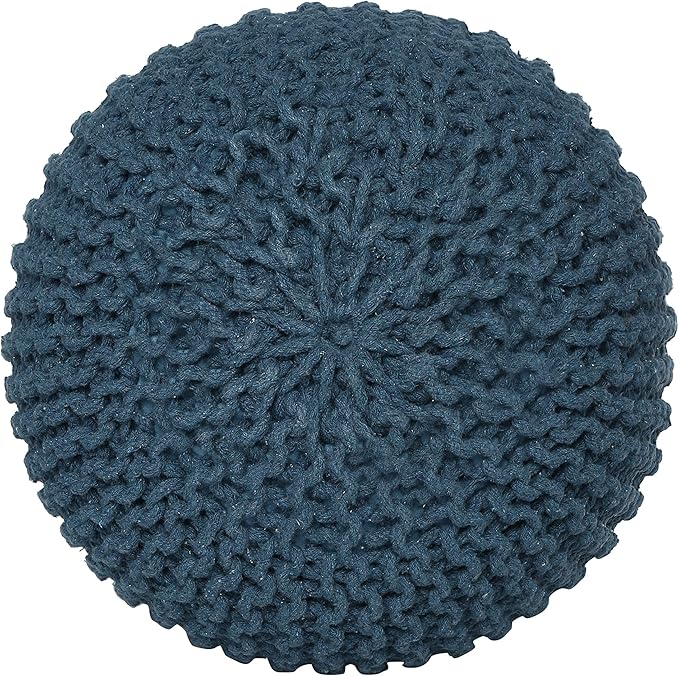 REDEARTH · Round Pouf Bean Bag Ottoman - Foot Stool Hand Knitted - Home Decor Pouffe Stuffed - Cable Boho Poof Beanbag Footrest for Living Room - Nursery - Bedroom - Patio (19.5"x19.5"x14") - Teal - Bloomnest