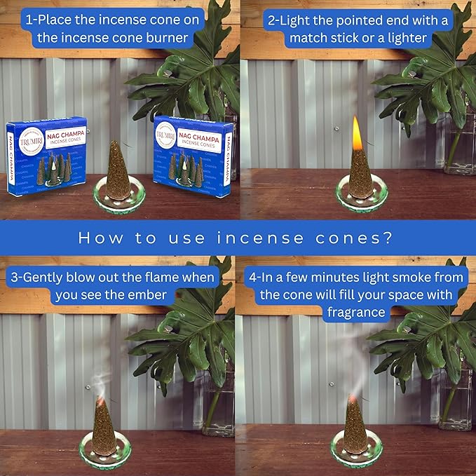 Nag Champa Incense Cones - Total 20 Cone Incense - Dual Pack of 10 Insence Cones - Incense Cones Scented - Cone Incense Scents - Insense Cones - Incent Cone TRUMIRI
