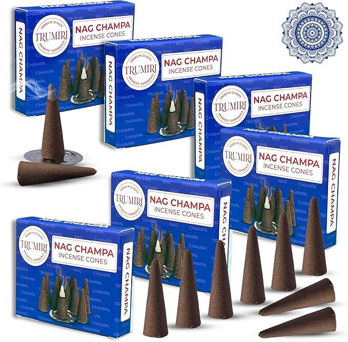 Nag Champa Incense - 60 Cone Pack (10 Cones Each) - Scented Incense TRUMIRI
