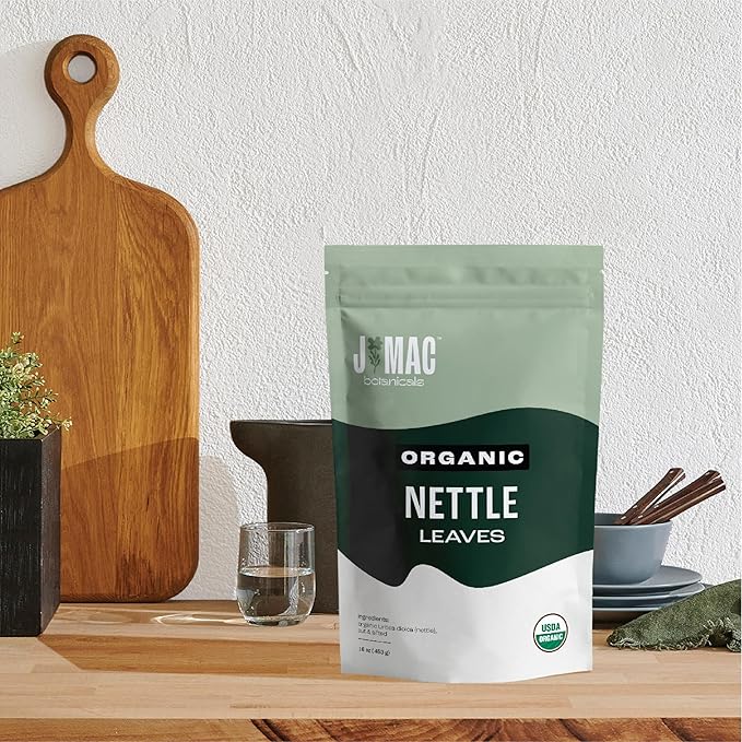 J MAC BOTANICALS Organic Nettle Leaf Herbal Tea - 16 oz (200+ Cups) Certified USDA Organic, Dried stinging nettle tea, 1 Pound Bulk Bag, Urtica dioica - Bloomnest