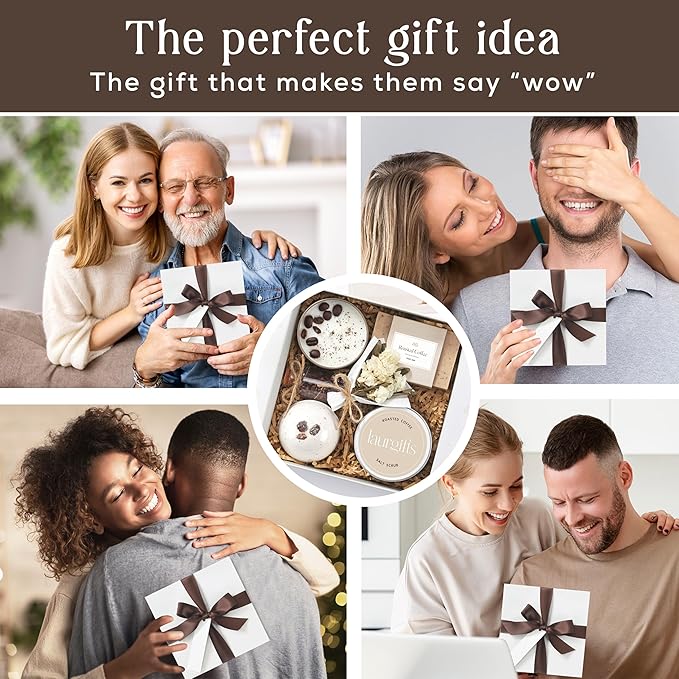 Spa Gift Basket for Women – Small Coffee Scented Candle Set with Bath Bomb & Salt Scrub | Handmade Spa Box Present, Birthday & Housewarming Gift for Her - Bloomnest