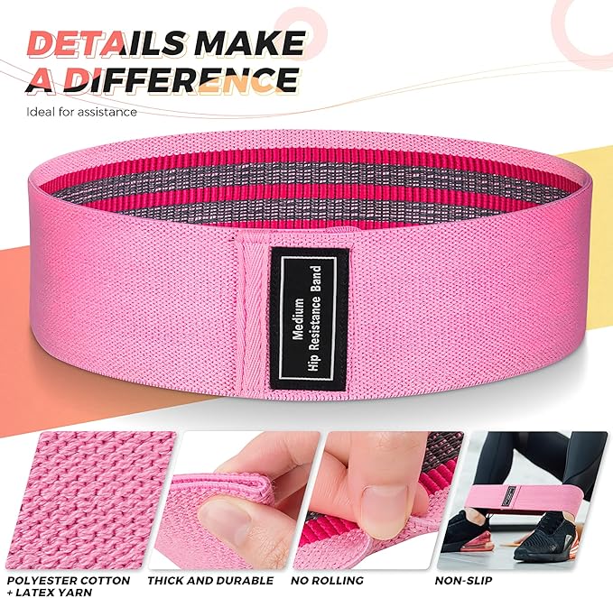Renoj Resistance Bands, Yoga Starter Sets for Women and Men, 3 Set of Stretch Exercise Workout Bands for Booty Legs, Elastic Pilates Flexbands - Bloomnest