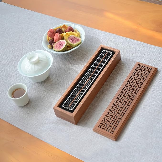 Incense Holder Burner, Coffin Incense Box Holder for Sticks,Wooden Incense-Stick Holder&Ash Catcher for Meditation/Yoga Room/Bedroom/studyroom/Office (Incense Holder Box)