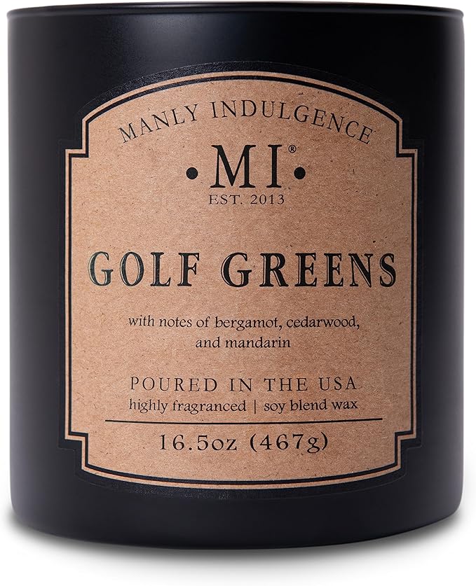 Manly Indulgence Golf Greens Scented Candles for Men, 2 Wick, 16.5 oz, Premium Soy Blend Wax, 60H Burn, Candles for Home Scented - Made in The USA - Bloomnest