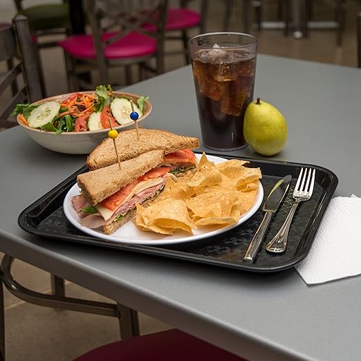 Carlisle FoodService Products CT101403 Cafe Standard Plastic Cafeteria/Fast Food Tray, NSF Certified, BPA Free, 14" Length x 10" Width, Black - Bloomnest