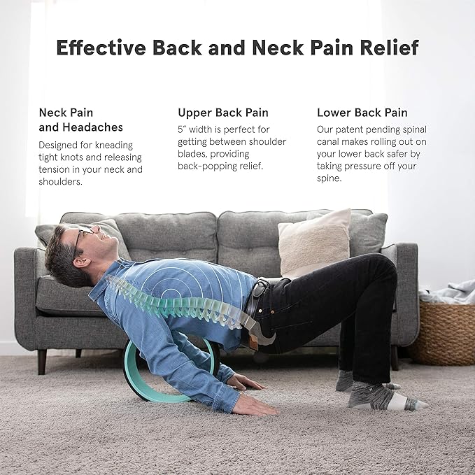 Chirp Wheel Foam Roller – Targeted Back & Neck Relief, Lumbar Spine Stretcher, Spinal Decompression Back Stretcher, Massage Roller with Density Foam for Physical Therapy, Supports 500lbs, 10-Inch Mint - Bloomnest