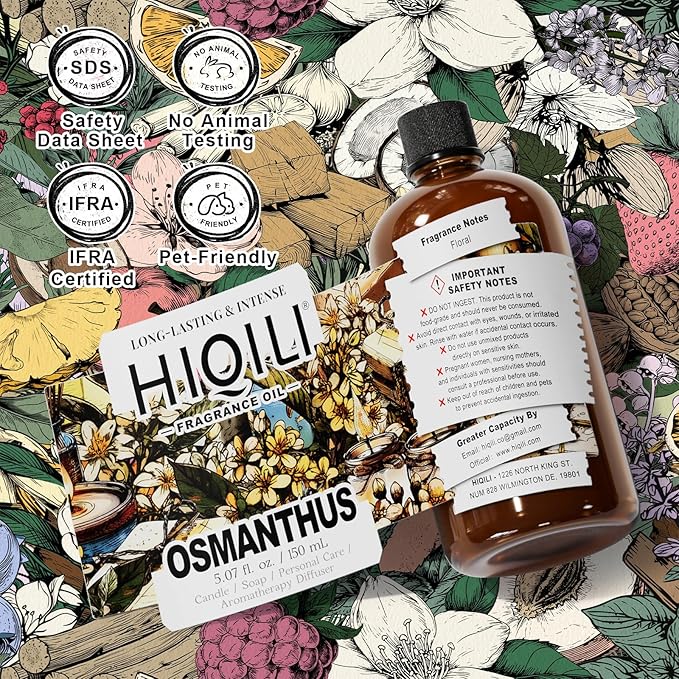 HIQILI Osmanthus Fragrance Oil, for Body Spray, Diffuser Use, Candle, Soap, and Women Perfume Making, Scented Essential Oil - 5.07 Fl Oz HIQILI