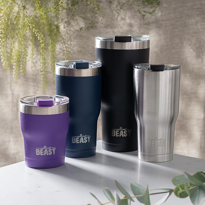 Beast 10 oz Tumbler Stainless Steel Vacuum Insulated Coffee Ice Cup Double Wall Travel Flask (Purple) - Bloomnest