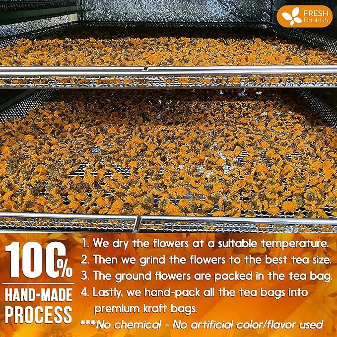 FRESHDRINKUS Premium 100% Natural Calendula Flower Tea Bags, 135 Count, Herbal Tea, Caffeine Free, Sugar Free, Gluten Free, Vegan - Bloomnest
